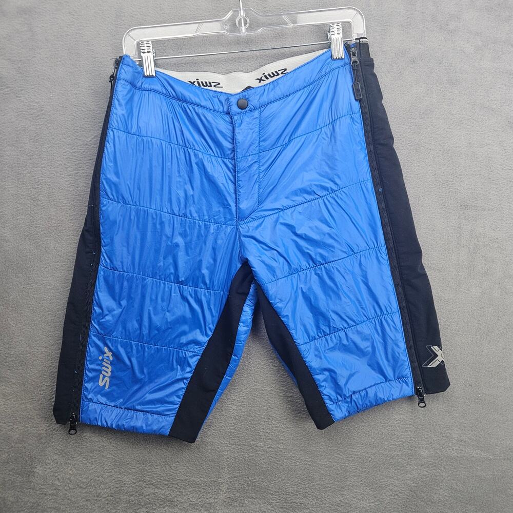 Swix Men’s Insulated Nordic Ski Shorts Blue Black Full Zip Training Medium